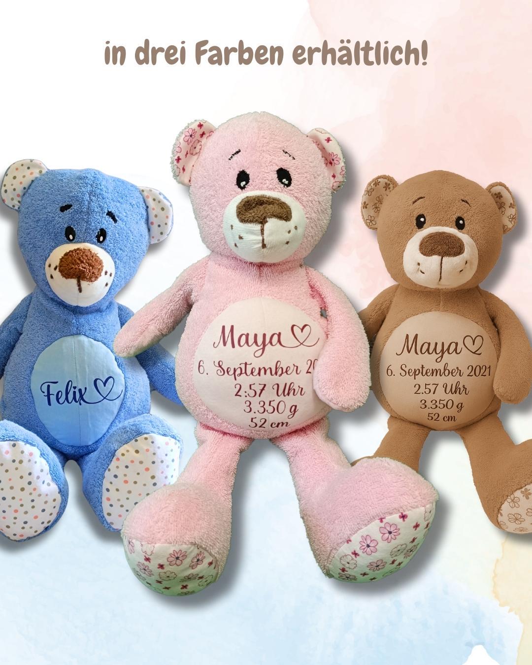 Kuschelbär "Pia" | Geburtsgeschenk Baby Teddybär Name, Geburtsdatum Und Gewicht Geschenk Zur Geburt Kuscheltier Plüschtier Teddy von LisaDesignsHN