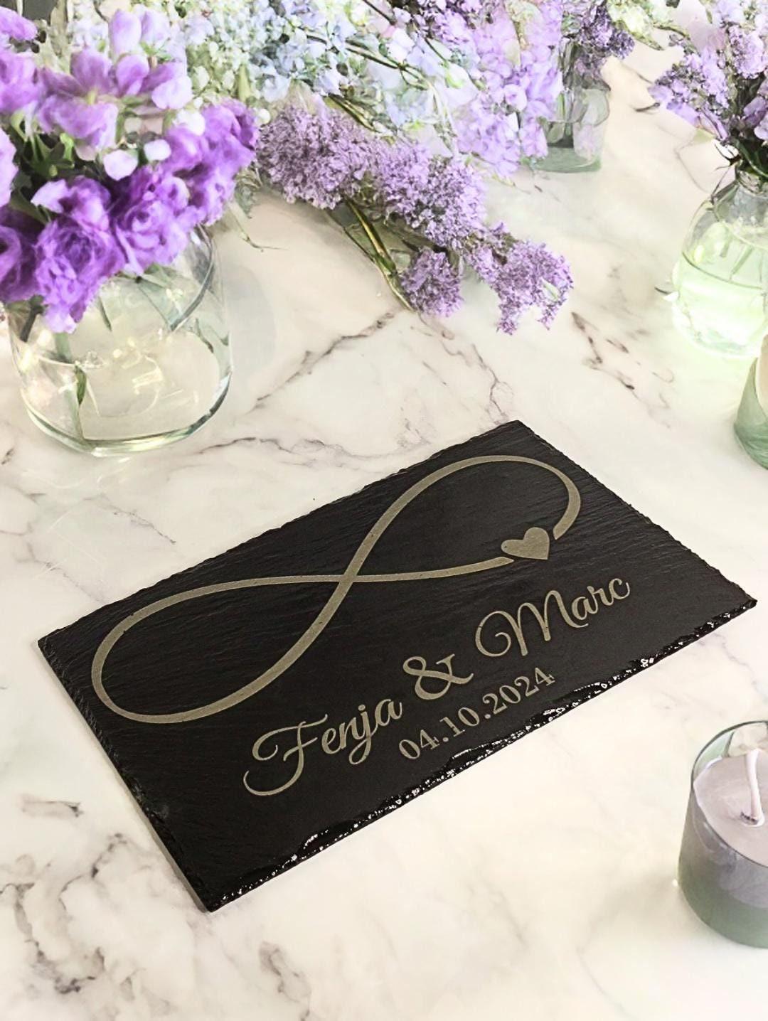 Schieferplatte/Servierplatte Mit Personalisierten Namen Text Und Datum, Als Hochzeitsgeschenk, Zum Jahrestag, Jubiläum, Taufgeschenk von LisaDesignsHN