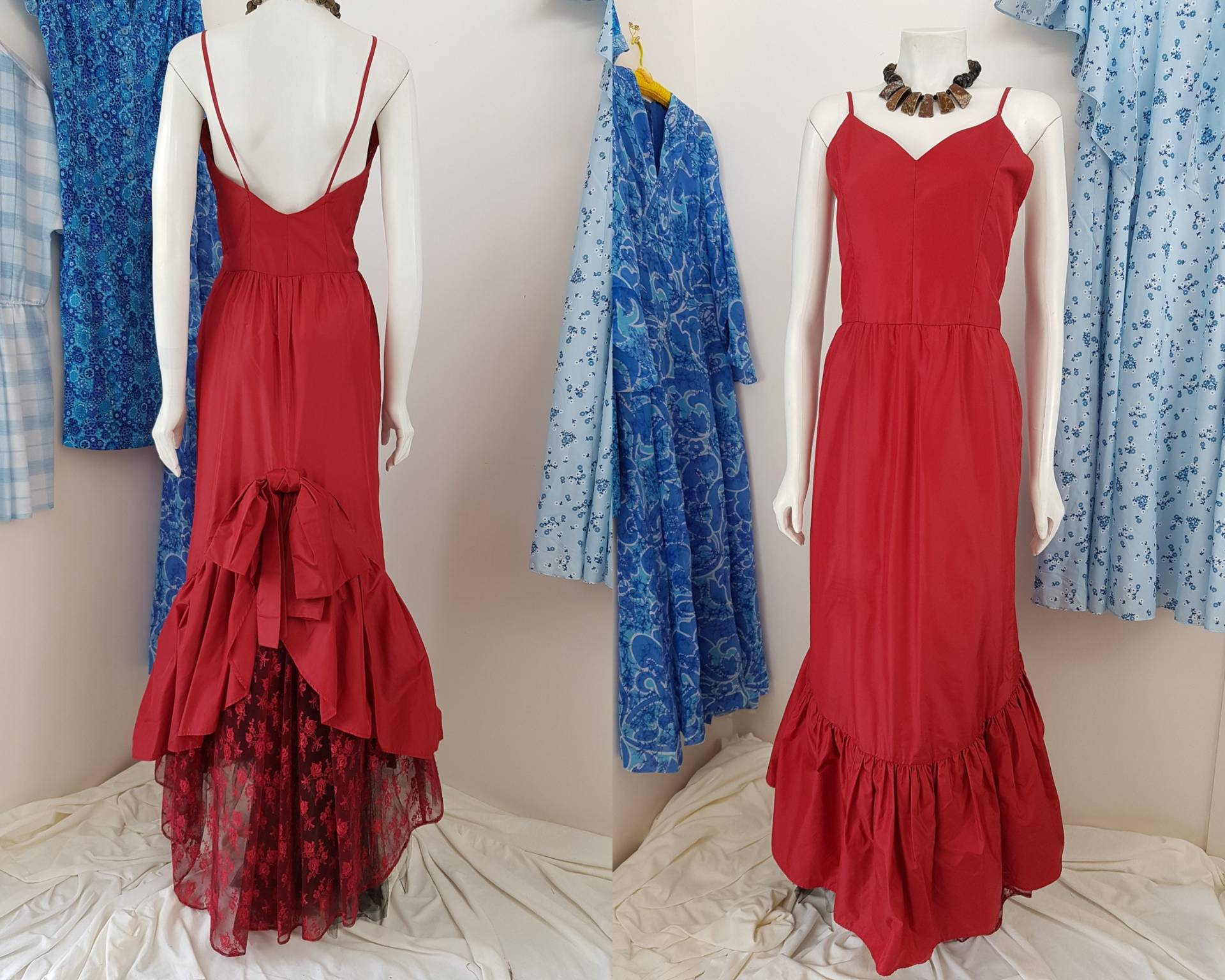 Extra Small Glam 80S Style Taft Burgund Abendkleid Mit Schleppe | Edwardian Steampunk Gothic Stil Größe Xs Extra Small Glam 80S Style Taft Burgund Abendkleid Mit Schleppe | Edwardian Steampunk Gothic Stil Größe Xs von LisaGalvinDesign