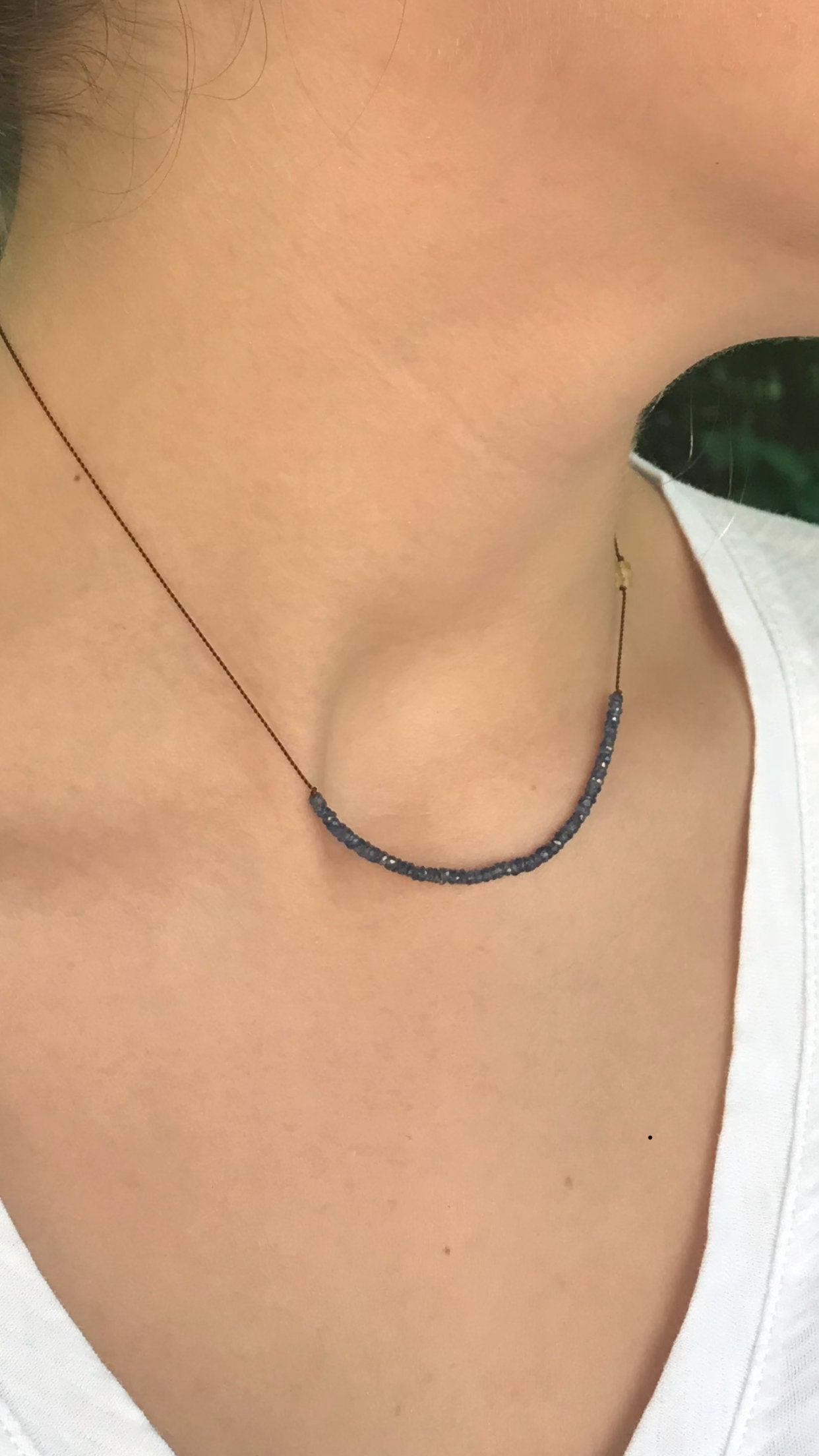3" Blaue Saphir Kette Mit 3 Gelben Saphiren von LisaJaneJewelryD