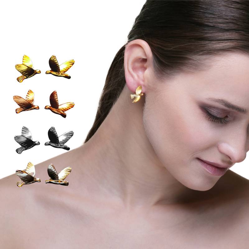 Chic Sterling Silver Birds Big Earrings By Lisa Kroeber, Handcrafted Bird-Shaped Studs For Nature Lovers, Unique Gift Idea Her Female Chic Sterling Silver Birds Big Earrings By Lisa Kroeber, Handcrafted Bird-Shaped Studs For Nature Lovers, Unique Gift Idea Her Female von LisaKroeberJewellery