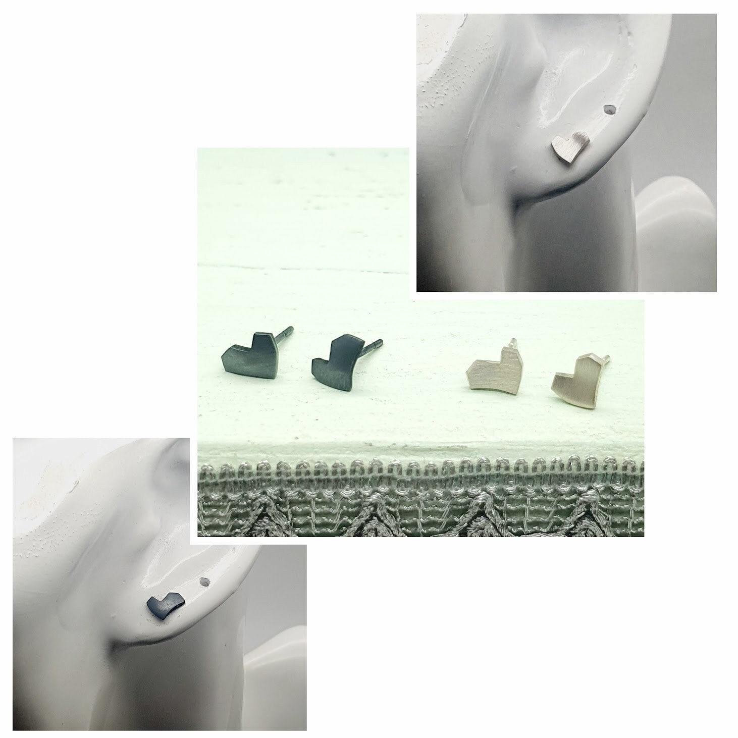 Herz Oxizidez Sterling Silber Ohrstecker 5.5x7mm, Kleine Süße Vintage Ohrringe, Tägliche Minimalist Ohrringe Geburtstag Valentinstag Geschenk von LisaM55Studio