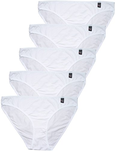 LisaModa Damen Bikini Slips 5er Pack Weiß XXL (52/54) von LisaModa