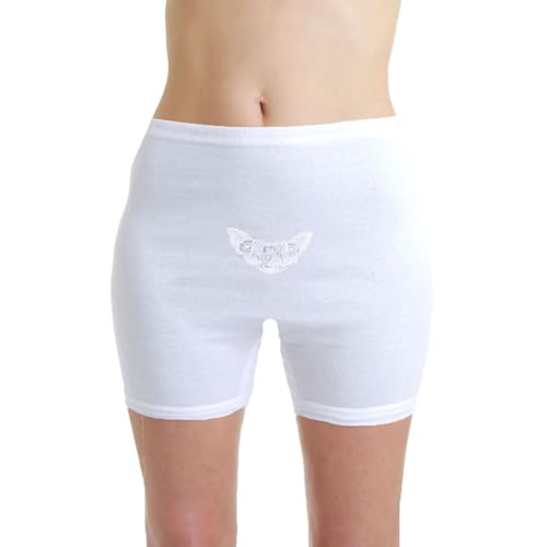 LisaModa Damen Pagenschlüpfer 6er Pack Baumwolle Feinripp Slips (48/50, Weiß Bestickt) von LisaModa