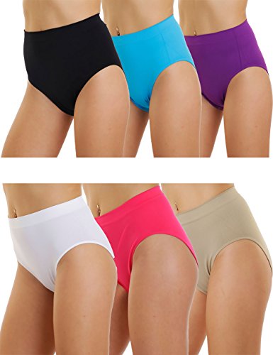 LisaModa Damen Taillenslips 6er Pack Seamless Stretch Uni (XXL-XXXL, Mehrfarbig Bunt) von LisaModa