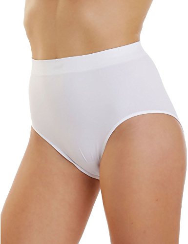 LisaModa Damen Taillenslips 6er Pack Seamless Stretch Uni (XXL-XXXL, Weiß) von LisaModa