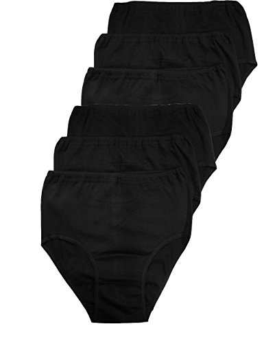 LisaModa Damen Taillenslips 6er Pack Stretch Baumwolle Slip 36/38 Schwarz von LisaModa