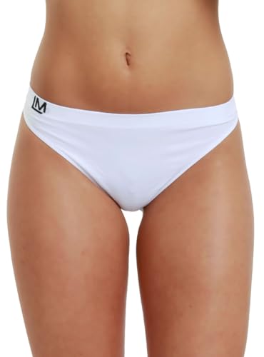 LisaModa Damen Thong String Tanga 5er Pack Seamless Microfaser LM5801 Blickdicht Seamless ohne seitliche Nähte S 36-38 Weiß von LisaModa
