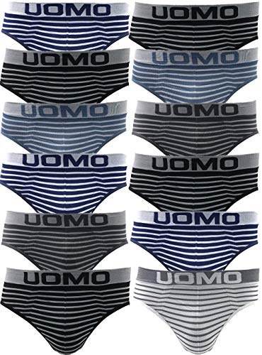 LisaModa Herren Slips 12er Pack Uomo Farbmix Seamless Stretch Mehrfarbig #101 Größe XL/XXL von LisaModa