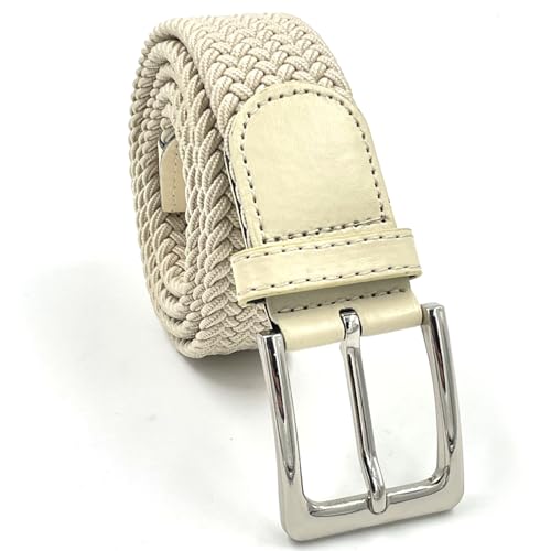 LisaModa Herren Stretch Flechtgürtel LM1000 Bundmaß 100-125 Beige 011 von LisaModa