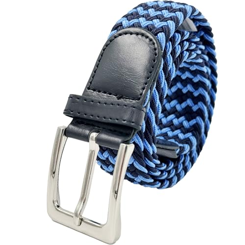 LisaModa Herren Stretch Flechtgürtel LM1000 Stretchgürtel Stoffgürtel Viele Farben (Blaumix 029, 100-125) von LisaModa