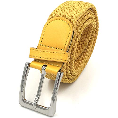 LisaModa Herren Stretch Flechtgürtel LM1000 Stretchgürtel Stoffgürtel Viele Farben (Gelb 030, 85-110) von LisaModa