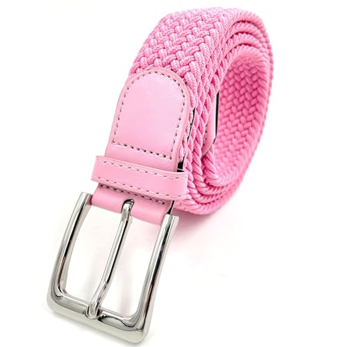 LisaModa Herren Stretch Flechtgürtel LM1000 Stretchgürtel Stoffgürtel Viele Farben (Rosa 028, 85-110) von LisaModa
