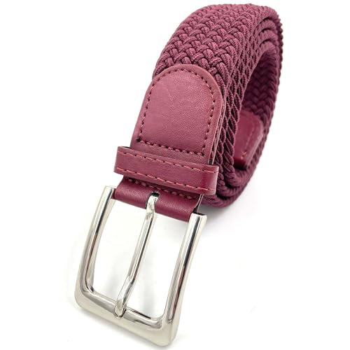 LisaModa Herren Stretch Flechtgürtel LM1000 Stretchgürtel Stoffgürtel Viele Farben (Weinrot, 85-110) von LisaModa