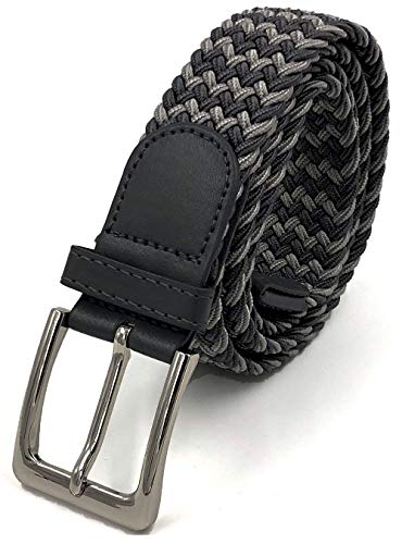 LisaModa Herren Stretch Flechtgürtel LM1000 Stretchgürtel Stoffgürtel Viele Farben (Grauschwarz 043, 85-110) von LisaModa