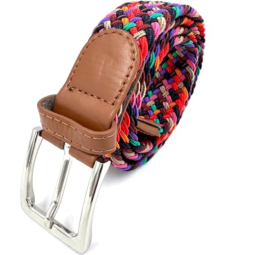 LisaModa Herren Stretch Flechtgürtel LM1000 Stretchgürtel Stoffgürtel Viele Farben (Bunt 064, 85-110) von LisaModa