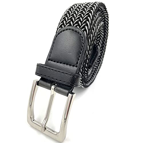 LisaModa Herren Stretch Flechtgürtel LM1000 Stretchgürtel Stoffgürtel Viele Farben (Schwarzweiß 042, 85-110) von LisaModa