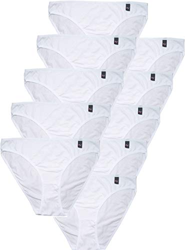 LisaModa Mädchen Bikini Slip 10er Pack Stretch Baumwolle (134/140, Weiß) von LisaModa