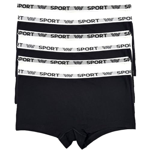 LisaModa Mädchen Hipster Panty 6er Pack Girl Slip Stretch Baumwolle Sportliches Design Schwarz/Weiß 170-176 von LisaModa