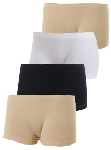 LisaModa Mädchen Panty 4er Pack Seamless 140-146 (8-10) Beige Weiß Schwarz Uni von LisaModa