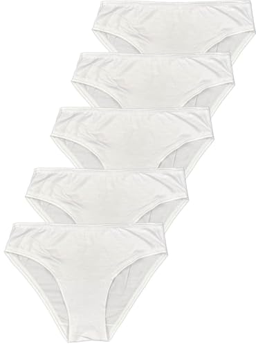 LisaModa Mädchen Slips 5er Pack Stretch Bambus Viskose Weiß 122-128 von LisaModa