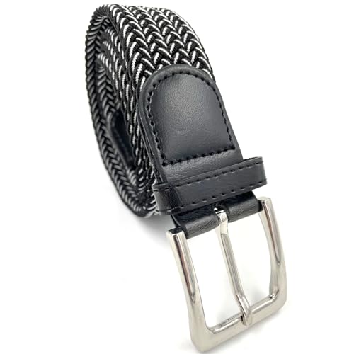 LisaModa Unisex Stretch Flechtgürtel in vielen Farben (Blackwhite 042, 110-130) von LisaModa