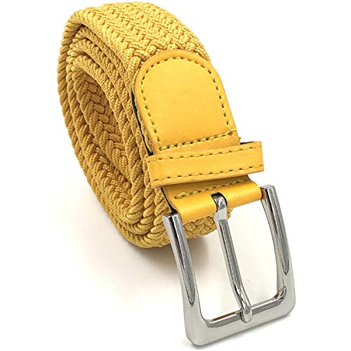 LisaModa Unisex Stretch Flechtgürtel in vielen Farben (Gelb 030, 85-115) von LisaModa