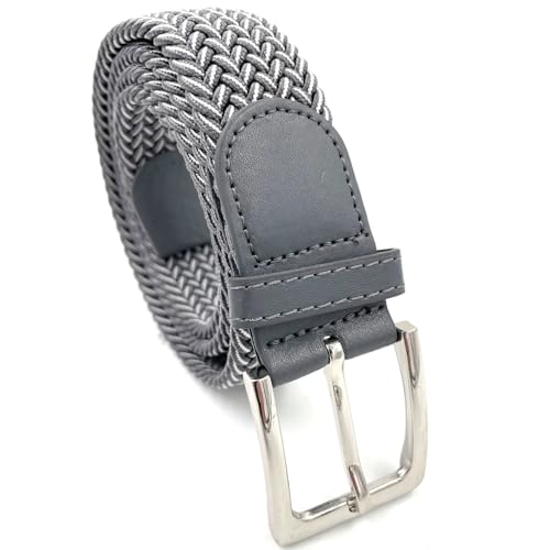 LisaModa Unisex Stretch Flechtgürtel in vielen Farben (Grauweiss 018, 85-115) von LisaModa