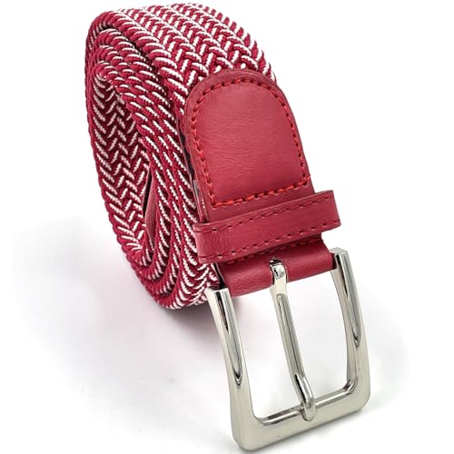 LisaModa Unisex Stretch Flechtgürtel in vielen Farben (Rotweiß, 85-115) von LisaModa