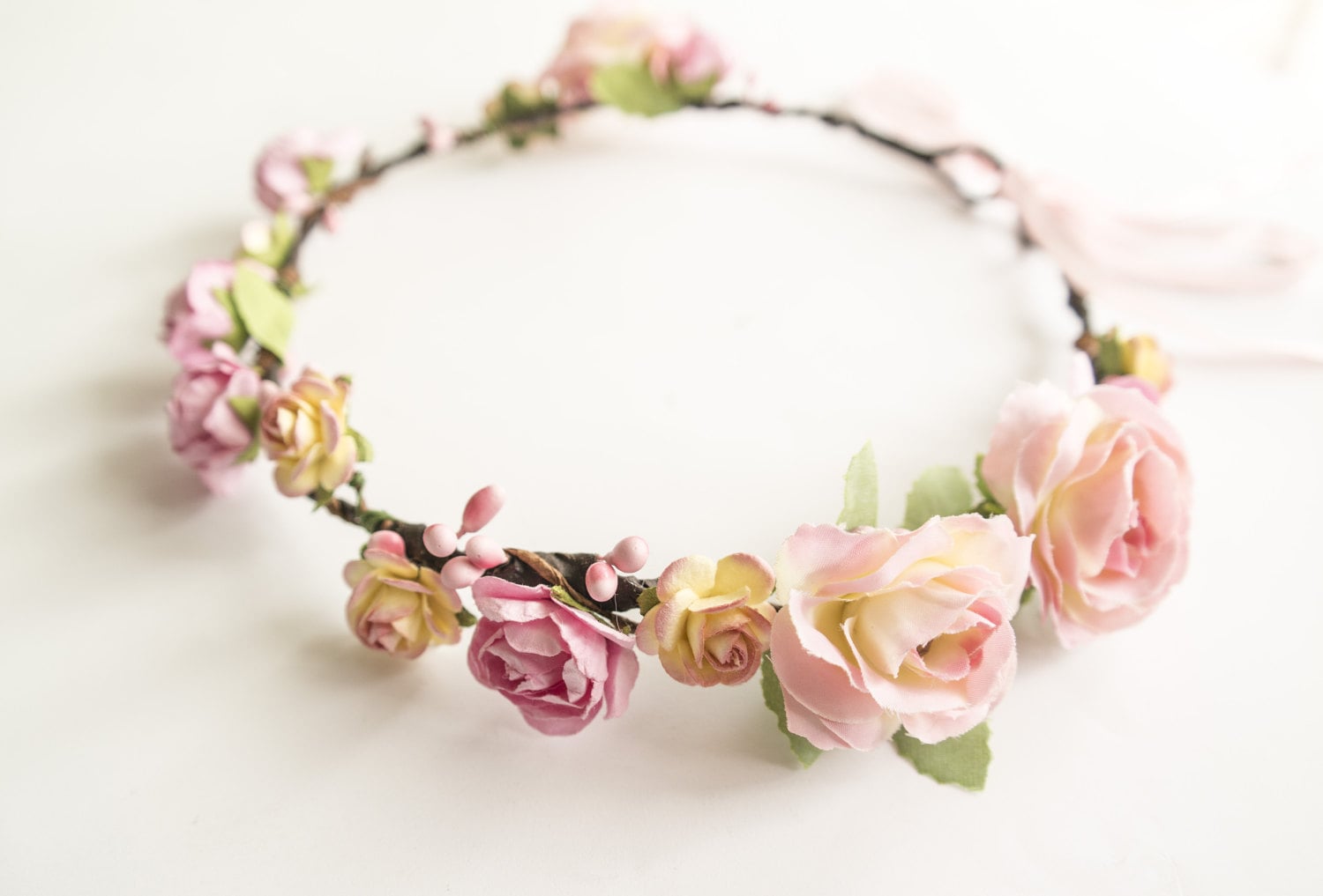 Erröten Blumenkrone, Brautjungfer Kopfschmuck, Blumenkrone Erwachsener, Braut Rustikale Blumenkopfschmuck, Blumenmädchenkrone von LisaUaShop