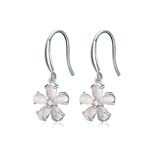 925 Silber Ohrringe mit Funkelndem Edelstein-Katzenauge Hängend, Blumen Ohrhänger für Damen, Frauen, Mädchen Sterling Silber Blüten (Silber) von Lisandra Scott