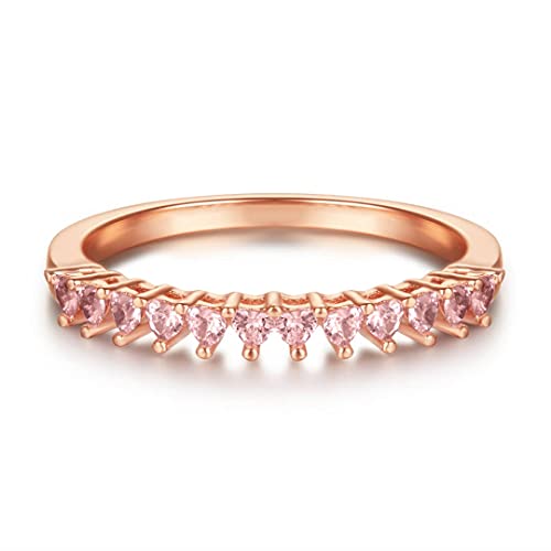 925 Sterling Silber Ring mit Herzform in Rosegold für Damen, Frauen und Mädchen I Damenring Schmuck mit Herzen in Rosa I Ringe mit Stein aus Echtsilber als Herz (Rose, 58) von Lisandra Scott