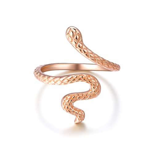 925 Sterling Silber Schlangenring für Damen, Frauen 3 Farben Verstellbar Snake Ringe | Silberring Schlangen Schmuck Nickelfrei und Hochglanzpoliert (Rosegold) von Lisandra Scott