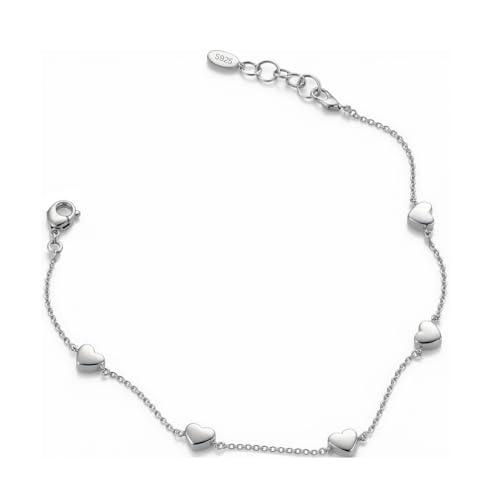 Lisandra Scott Armband Damen aus 925 Sterling Silber mit Herzen I Armkette mit Herz Anhänger für Frauen und Mädchen I Herzchen Schmuck in echter Juweliersqualität (Silber) von Lisandra Scott