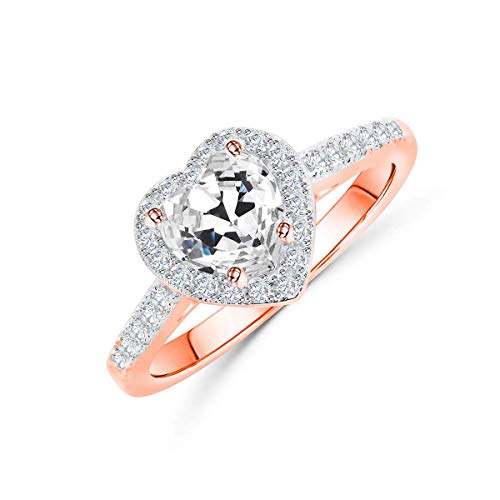 Damen Ring Herz 925 Sterling Silber rhodiniert Zirkonia weiß in Silber und Rosegold mit Steine für Frauen (Rosegold, 54) von Lisandra Scott