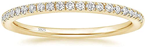 Lisandra Scott Eternity Ring 925 Sterlingsilber mit Zirkonia Kristall Damenring in Silber, Rosegold und Gold für Damen mit Stein und Schmal (Gold, 47) von Lisandra Scott