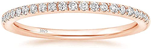 Lisandra Scott Eternity Ring 925 Sterlingsilber mit Zirkonia Kristall Damenring in Silber, Rosegold und Gold für Damen mit Stein und Schmal (Rosegold, 62) von Lisandra Scott