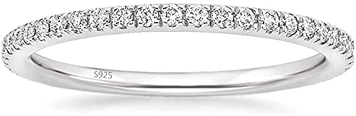 Lisandra Scott Eternity Ring 925 Sterlingsilber mit Zirkonia Kristall Damenring in Silber, Rosegold und Gold für Damen mit Stein und Schmal (Silber, 47) von Lisandra Scott