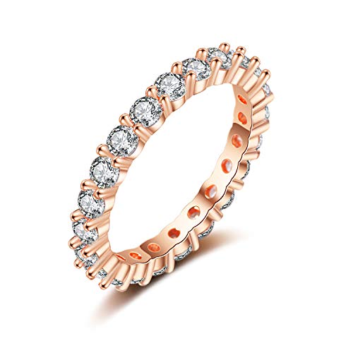 Eternity Ring Deluxe aus 925 Sterling Silber mit Zirkonia Kristallen Damenring in Silber, Gold und Rosegold für Damen und Frauen mit Steinen (Rosegold 50) von Lisandra Scott