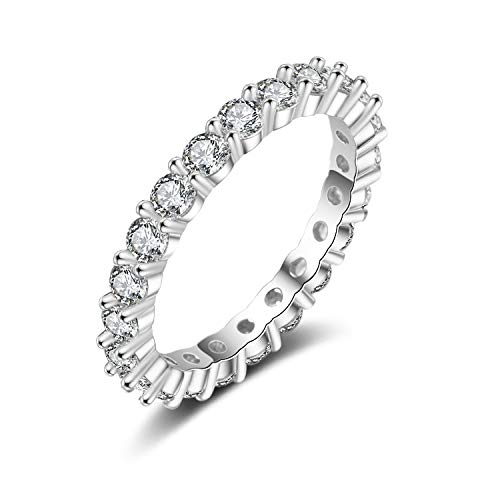 Eternity Ring Deluxe aus 925 Sterling Silber mit Zirkonia Kristallen Damenring in Silber, Gold und Rosegold für Damen und Frauen mit Steinen (Silber 56) von Lisandra Scott