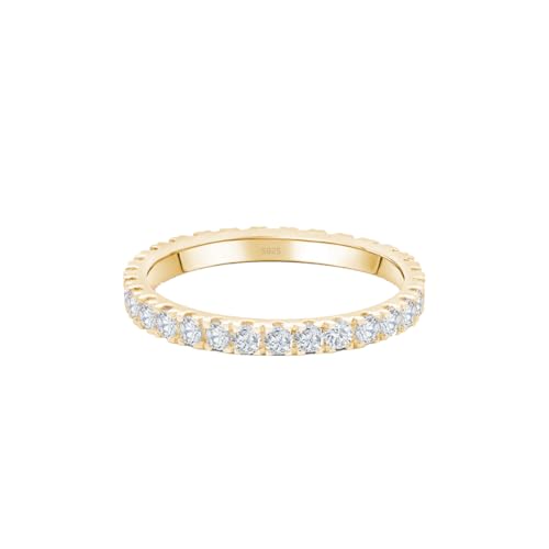 Lisandra Scott Eternity Ring Treasure 925 Sterlingsilber mit Zirkonia Kristall Damenring in Silber, Rosegold und Gold für Damen, Frauen mit Funkelnden Steinen Breit (52, Gold) von Lisandra Scott