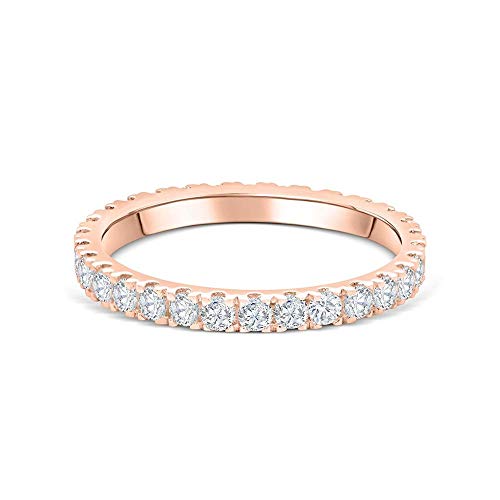 Lisandra Scott Eternity Ring Treasure 925 Sterlingsilber mit Zirkonia Kristall Damenring in Silber, Rosegold und Gold für Damen, Frauen mit Funkelnden Steinen Breit (52, Rose) von Lisandra Scott