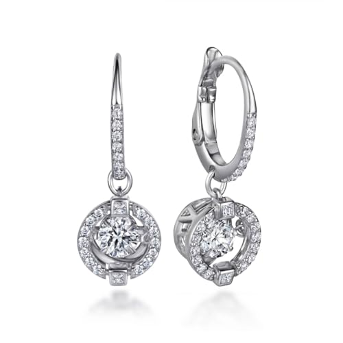 Funkelnde 3D Creolen Ohrringe in Kristallpavé mit Anhänger Steinen I Kreolen klein hängend mit Zirkonia und Kristall I Schmuck in hochwertiger Juweliersqualität (Silber) von Lisandra Scott