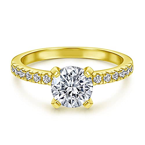 Funkelnder Damen Ring aus 925 Sterling Silber in Weiß mit Stein Solitärring I Brillant-Schliff mit Steinen Solitär Verlobungsring Ehering Trauring I Schmuck in Juweliersqualität (Gold 62) von Lisandra Scott