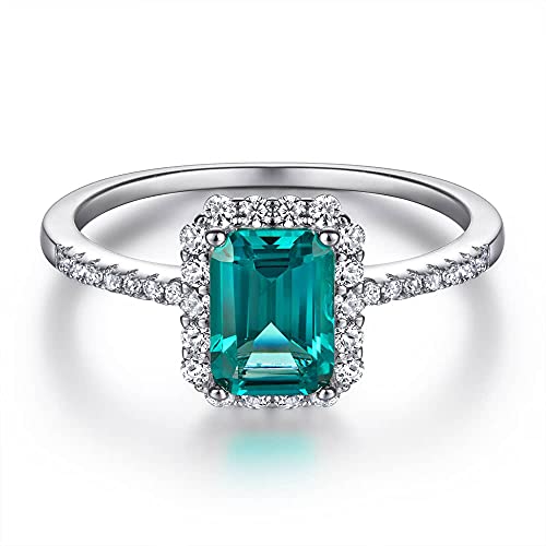 Funkelnder Damenring in 925 Sterling Silber mit Rubin und Smaragd Edelstein für Damen und Frauen I Ring Zirkonia Stein mit Profischliff Schmuck in Juweliersqualität (Green Emerald, 48) von Lisandra Scott