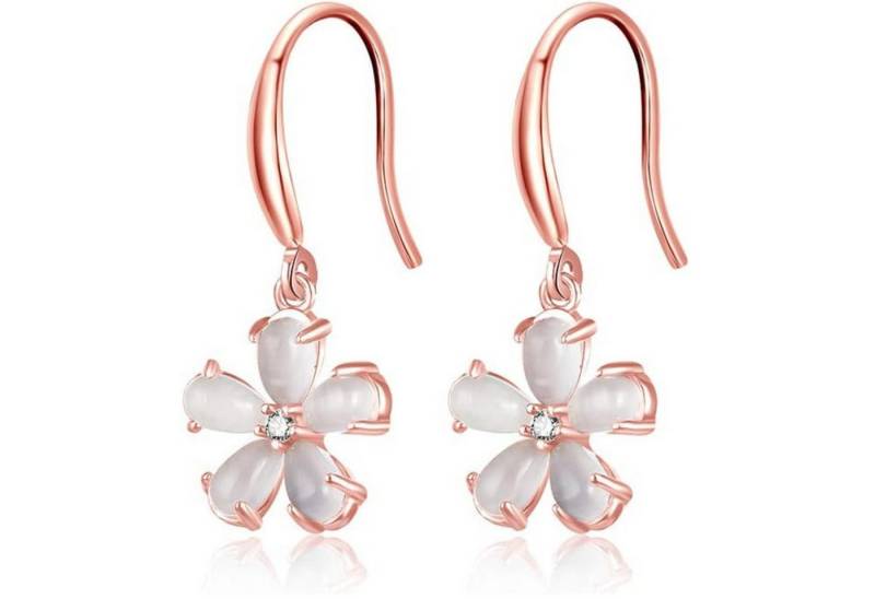 Lisandra Scott Ohrhaken-Set 925 Silber Ohrringe mit Funkelndem Katzenauge, Blumen Ohrhänger Damen, Zarter Blütenschmuck mit Katzenauge – femininer Eyecatcher von Lisandra Scott