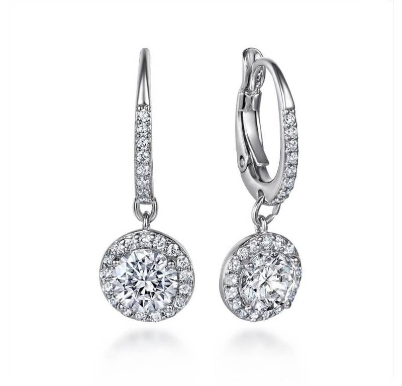 Lisandra Scott Paar Creolen Ohrringe Kristallpavé mit Steinen und Tropfen Anhänger Schmuck, Strahlende Zirkonia-Tropfen, handgefertigt für große Augenblicke von Lisandra Scott