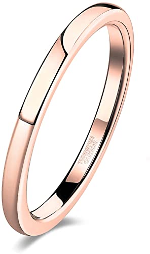 Lisandra Scott Ring Damen Herren Poliert Vorsteckring Stapelring aus Wolfram-Titan | Hochglanzpoliert & Anlaufgeschützt Stapelringe Schlicht mit bequemer Passform Ehering (50, 2mm Rosegold) von Lisandra Scott