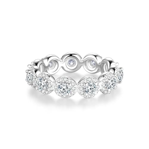 Lisandra Scott Shiny Bella Ring aus 925 Sterlingsilber, Zirkonia Steine rundherum mit Glitzer Highlight, Modern und Funkelnd Silberring für Damen und Frauen (Silber, 60) von Lisandra Scott