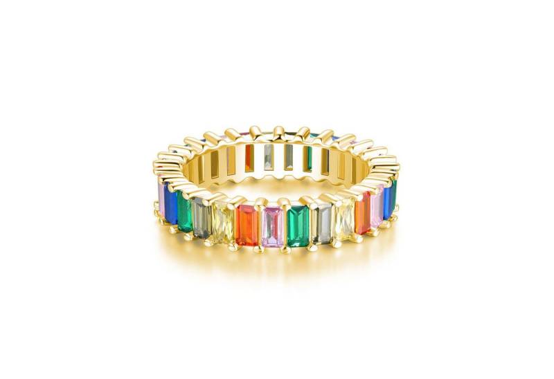 Lisandra Scott Silberring 18K Rainbow Baguette Ring 925 Sterling Silber mit Regenbogen Steinen, Funkelnd in allen Farben – dein Statement-Ring für jedes Outfit von Lisandra Scott